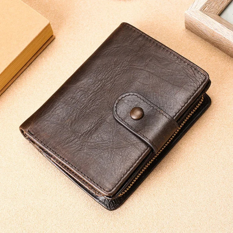 กระเป๋าสตางค์หนังม้าบ้า TP-201 แบบหลายฟังก์ชัน พร้อม RFID คลาสป์ วินเทจ, รุ่น TP-201