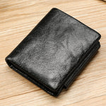 กระเป๋าสตางค์หนังเคลือบน้ำมัน TP-191 RFID สามพับ ใช้งานได้หลากหลาย