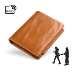 กระเป๋าสตางค์หนังเคลือบน้ำมัน TP-191 RFID สามพับ ใช้งานได้หลากหลาย