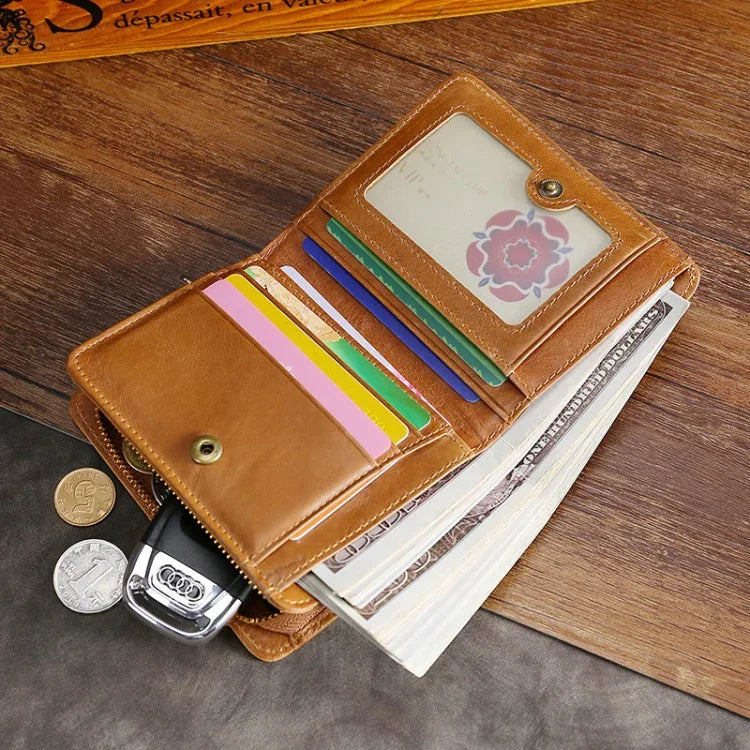 TP-195 กระเป๋าสตางค์หนัง Oilskin แบบอเนกประสงค์ พร้อม RFID
