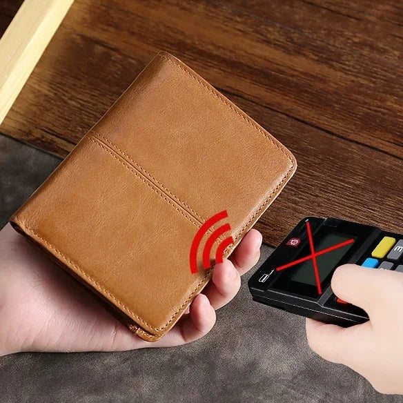 TP-195 กระเป๋าสตางค์หนัง Oilskin แบบอเนกประสงค์ พร้อม RFID