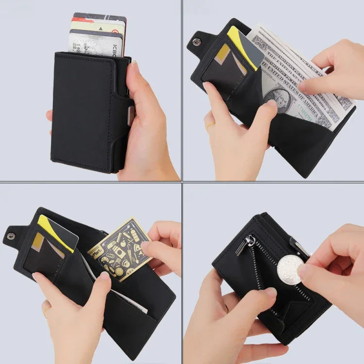 CH0727-1 กระเป๋าใส่บัตร RFID ซิปคาร์บอนไฟเบอร์อเนกประสงค์