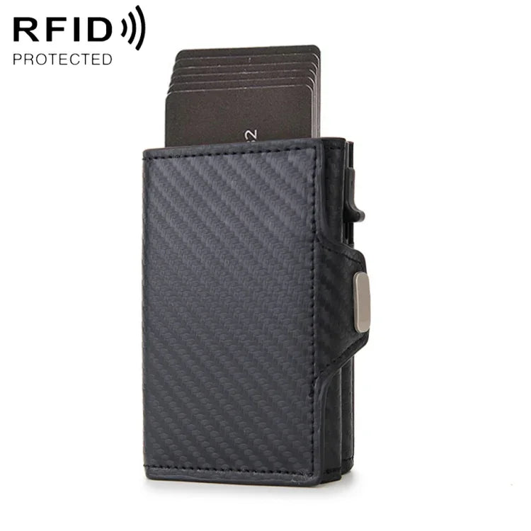 CH0727-1 กระเป๋าใส่บัตร RFID ซิปคาร์บอนไฟเบอร์อเนกประสงค์