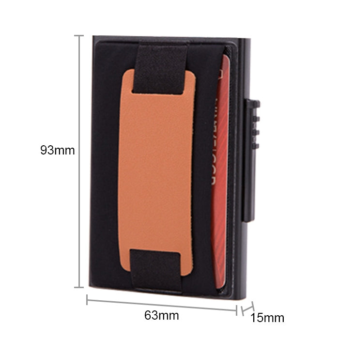 X-32C กระเป๋าสตางค์ผู้ชายอลูมิเนียมอัลลอยด์แบบปุ่มหมุน A พร้อมสายหนัง PU ป้องกัน RFID กันแม่เหล็ก เปิดอัตโนมัติ สีดำ, สีเงิน