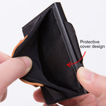 X-32C Automatically Pop-up Card Type Anti-magnetic RFID Anti-theft Men Aluminum Alloy B Dial Button Elastic Bag Wallet with PU Leather Strap, X-32C B Dial Button Blue, X-32C B Dial Button Black, X-32C B Dial Button Grey
