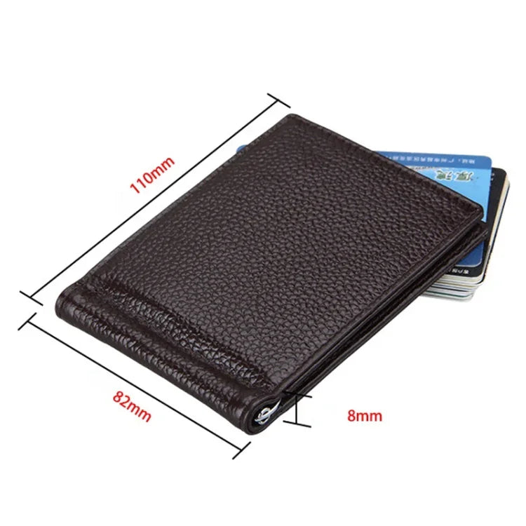 กระเป๋าใส่บัตรหนังวัวลายลิ้นจี่ ป้องกัน RFID พร้อมช่องใส่บัตร 6 ช่อง ขนาด 110*82*8 มม.