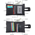 กระเป๋าสตางค์หนังวัวแท้ลาย Crazy Horse ซิป 3 พับ ที่ใส่บัตรกัน RFID พร้อมกระเป๋าใส่เหรียญสำหรับผู้ชาย ขนาด: 12*9.5*3.5 ซม.