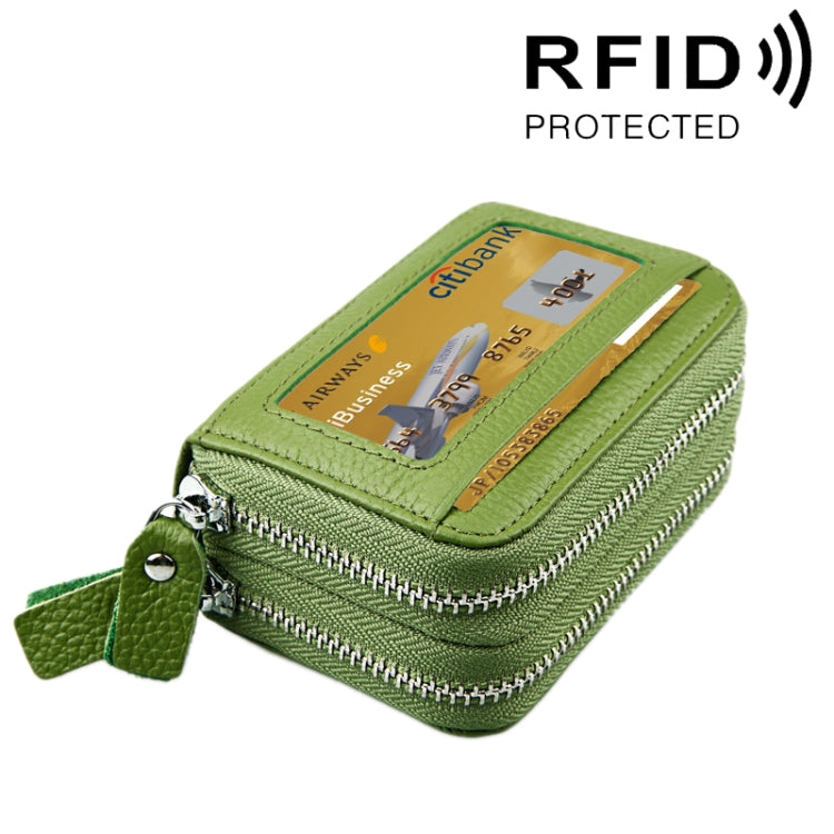 กระเป๋าสตางค์หนังวัวแท้สองชั้น สีพื้น ซิป พร้อมช่องใส่บัตร 11 ช่อง และช่องใส่เหรียญ ป้องกัน RFID ขนาด: 11*7.5*4.5 ซม.