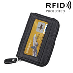 กระเป๋าสตางค์ใส่บัตรซิปแนวนอนหนังวัวแท้ สีพื้น ป้องกัน RFID พร้อมช่องใส่บัตร 12 ช่อง ขนาด: 11.5*7.5 ซม.
