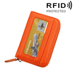 กระเป๋าสตางค์ใส่บัตรซิปแนวนอนหนังวัวแท้ สีพื้น ป้องกัน RFID พร้อมช่องใส่บัตร 12 ช่อง ขนาด: 11.5*7.5 ซม.
