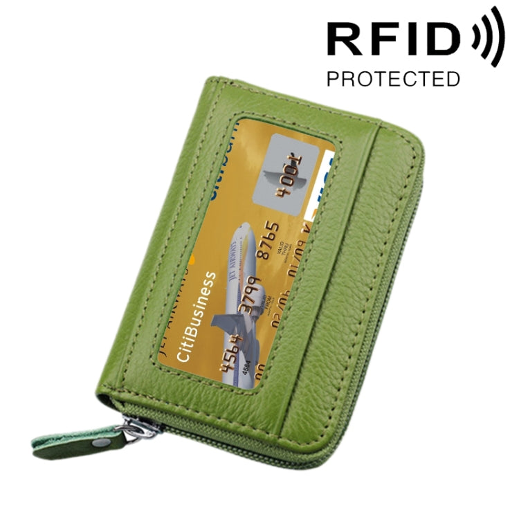 กระเป๋าสตางค์ใส่บัตรซิปแนวนอนหนังวัวแท้ สีพื้น ป้องกัน RFID พร้อมช่องใส่บัตร 12 ช่อง ขนาด: 11.5*7.5 ซม.