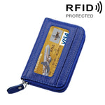 กระเป๋าสตางค์ใส่บัตรซิปแนวนอนหนังวัวแท้ สีพื้น ป้องกัน RFID พร้อมช่องใส่บัตร 12 ช่อง ขนาด: 11.5*7.5 ซม.