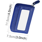 กระเป๋าสตางค์ใส่บัตรซิปแนวนอนหนังวัวแท้ สีพื้น ป้องกัน RFID พร้อมช่องใส่บัตร 12 ช่อง ขนาด: 11.5*7.5 ซม.