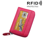กระเป๋าสตางค์ใส่บัตรซิปแนวนอนหนังวัวแท้ สีพื้น ป้องกัน RFID พร้อมช่องใส่บัตร 12 ช่อง ขนาด: 11.5*7.5 ซม.