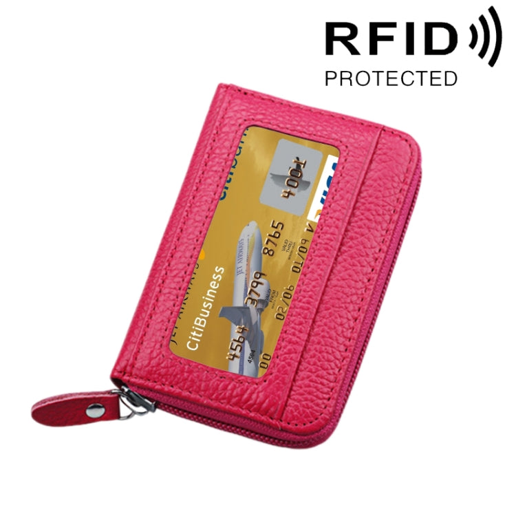 กระเป๋าสตางค์ใส่บัตรซิปแนวนอนหนังวัวแท้ สีพื้น ป้องกัน RFID พร้อมช่องใส่บัตร 12 ช่อง ขนาด: 11.5*7.5 ซม.