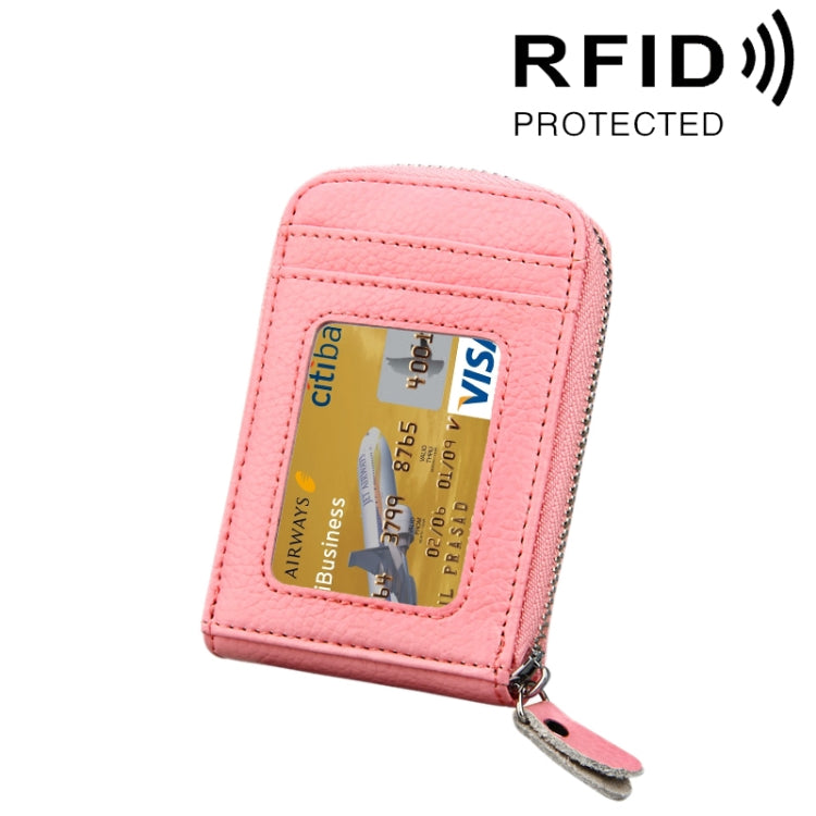 กระเป๋าสตางค์ใส่บัตรซิปแนวตั้งหนังวัวแท้ สีพื้น ป้องกัน RFID พร้อมช่องใส่บัตร 12 ช่อง ขนาด: 11.5*7.5 ซม.