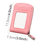 กระเป๋าสตางค์ใส่บัตรซิปแนวตั้งหนังวัวแท้ สีพื้น ป้องกัน RFID พร้อมช่องใส่บัตร 12 ช่อง ขนาด: 11.5*7.5 ซม.