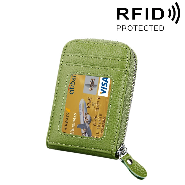 กระเป๋าสตางค์ใส่บัตรซิปแนวตั้งหนังวัวแท้ สีพื้น ป้องกัน RFID พร้อมช่องใส่บัตร 12 ช่อง ขนาด: 11.5*7.5 ซม.