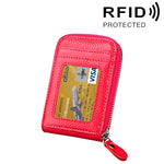 กระเป๋าสตางค์ใส่บัตรซิปแนวตั้งหนังวัวแท้ สีพื้น ป้องกัน RFID พร้อมช่องใส่บัตร 12 ช่อง ขนาด: 11.5*7.5 ซม.