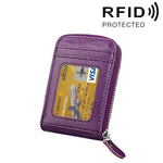 กระเป๋าสตางค์ใส่บัตรซิปแนวตั้งหนังวัวแท้ สีพื้น ป้องกัน RFID พร้อมช่องใส่บัตร 12 ช่อง ขนาด: 11.5*7.5 ซม.