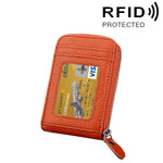 กระเป๋าสตางค์ใส่บัตรซิปแนวตั้งหนังวัวแท้ สีพื้น ป้องกัน RFID พร้อมช่องใส่บัตร 12 ช่อง ขนาด: 11.5*7.5 ซม.