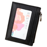 กระเป๋าสตางค์หนังวัวสีพื้น ซิปใส่บัตร ป้องกัน RFID กระเป๋าใส่เหรียญ ขนาด: 11*8*1.5 ซม.