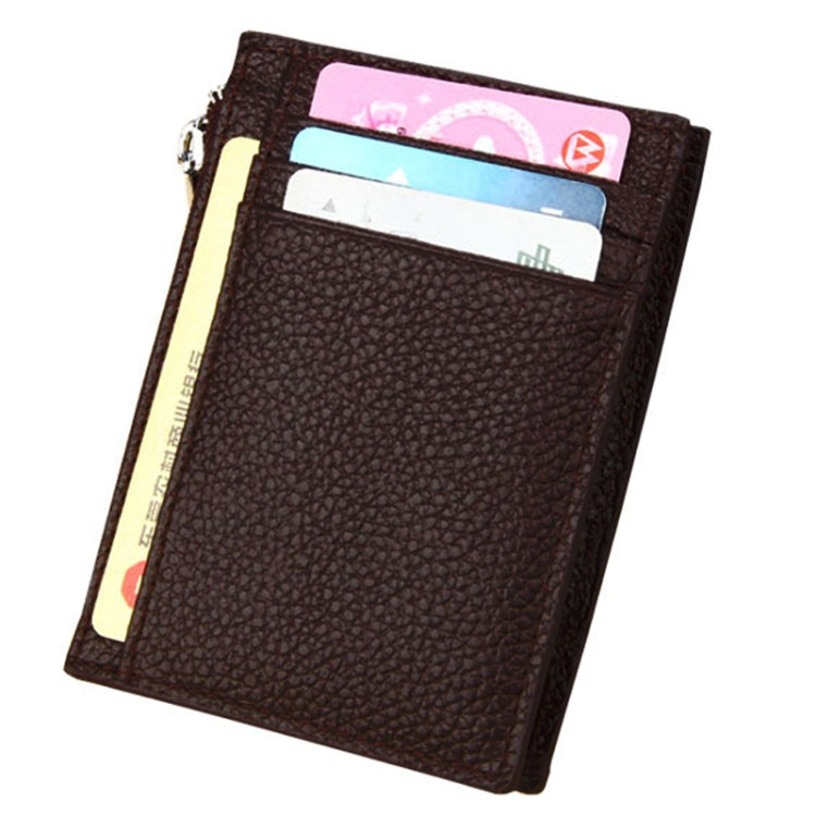 กระเป๋าสตางค์หนังวัวสีพื้น ซิปใส่บัตร ป้องกัน RFID กระเป๋าใส่เหรียญ ขนาด: 11*8*1.5 ซม.