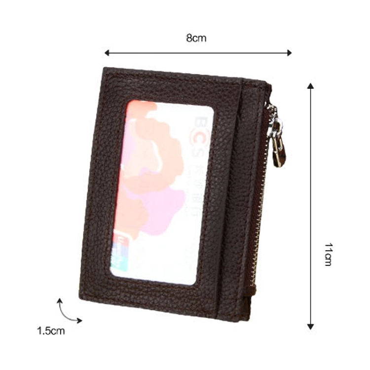 กระเป๋าสตางค์หนังวัวสีพื้น ซิปใส่บัตร ป้องกัน RFID กระเป๋าใส่เหรียญ ขนาด: 11*8*1.5 ซม.