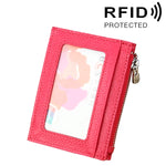 กระเป๋าสตางค์หนังวัวสีพื้น ซิปใส่บัตร ป้องกัน RFID กระเป๋าใส่เหรียญ ขนาด: 11*8*1.5 ซม.