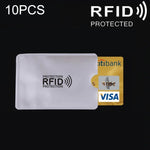กล่องใส่บัตรเครดิตและบัตรธนาคารกัน RFID ฟอยล์อลูมิเนียม 10 ชิ้น ขนาด: 9.1*6.3 ซม. RFID 10 ชิ้น