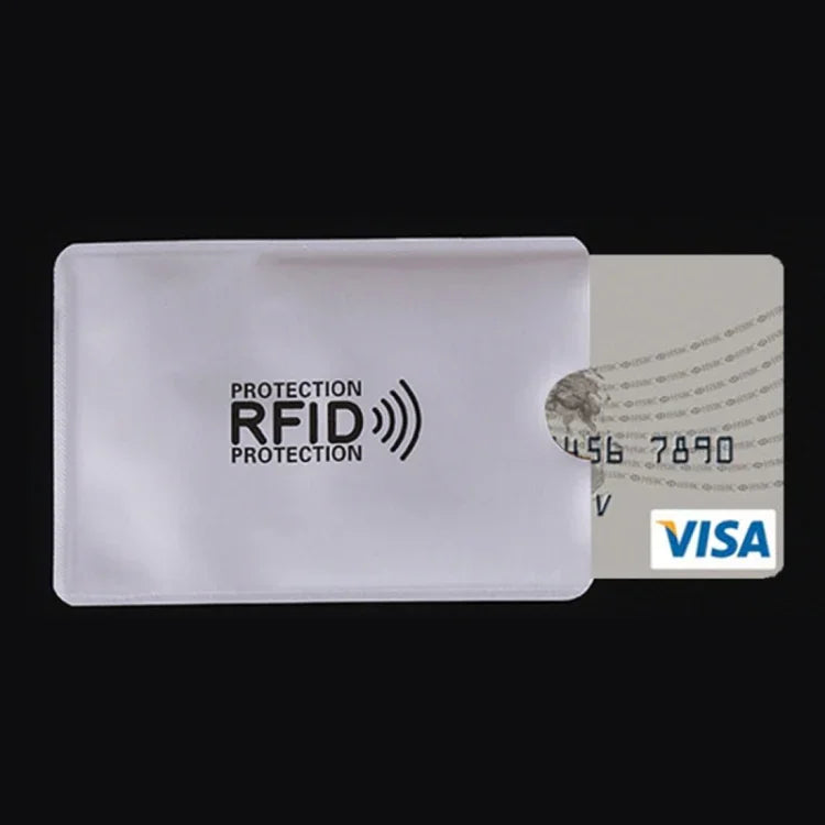 กล่องใส่บัตรเครดิตและบัตรธนาคารกัน RFID ฟอยล์อลูมิเนียม 10 ชิ้น ขนาด: 9.1*6.3 ซม. RFID 10 ชิ้น