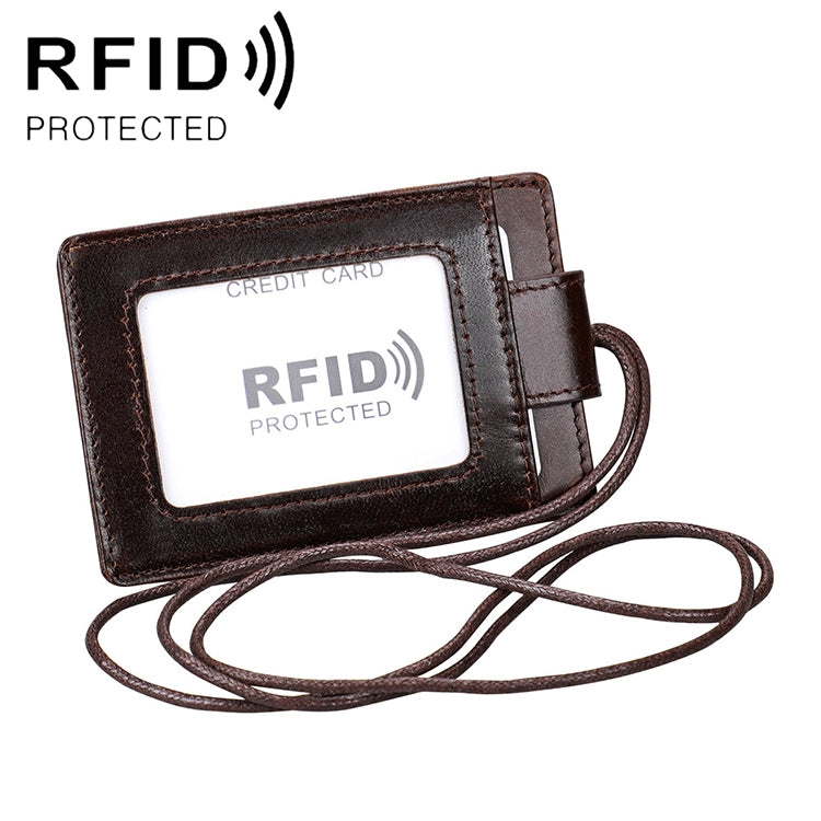 KB153 ที่ใส่บัตรหนัง RFID ป้องกันแม่เหล็ก พร้อมสายคล้องบัตร