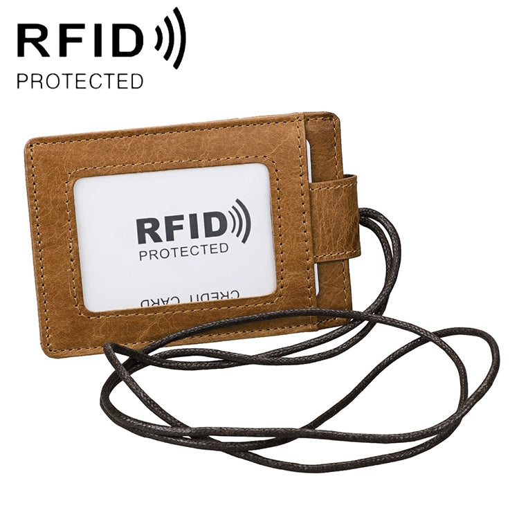 KB153 ที่ใส่บัตรหนัง RFID ป้องกันแม่เหล็ก พร้อมสายคล้องบัตร