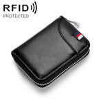 KB155 กระเป๋าสตางค์หนังซิปกันแม่เหล็ก RFID ความจุใหญ่สำหรับใส่บัตร