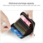 KB155 กระเป๋าสตางค์หนังซิปกันแม่เหล็ก RFID ความจุใหญ่สำหรับใส่บัตร