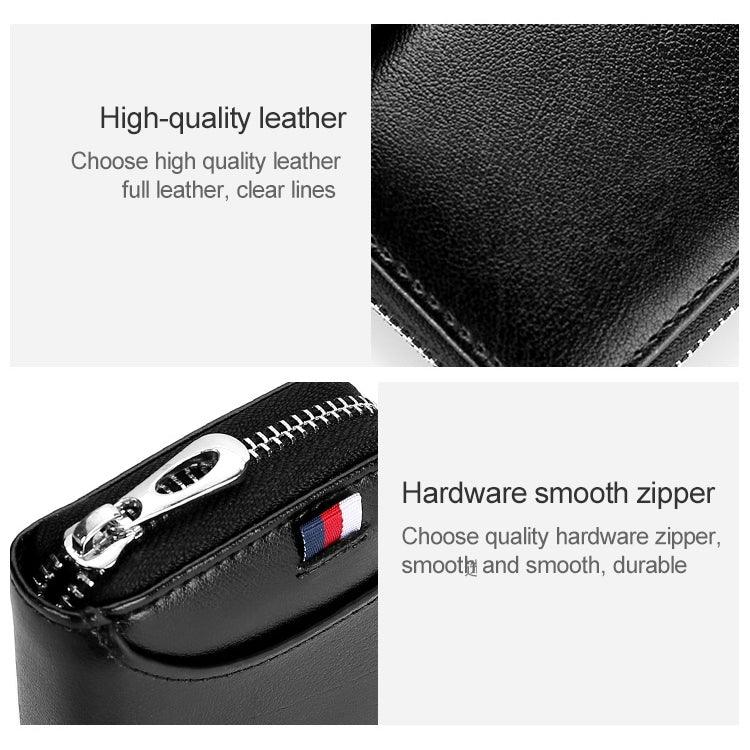 KB155 กระเป๋าสตางค์หนังซิปกันแม่เหล็ก RFID ความจุใหญ่สำหรับใส่บัตร