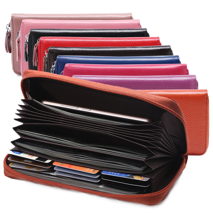 กระเป๋าสตางค์ผู้หญิงขนาดใหญ่ลายลิ้นจี่ป้องกัน RFID แม่เหล็ก 902 พร้อมช่องใส่บัตรและช่องใส่โทรศัพท์