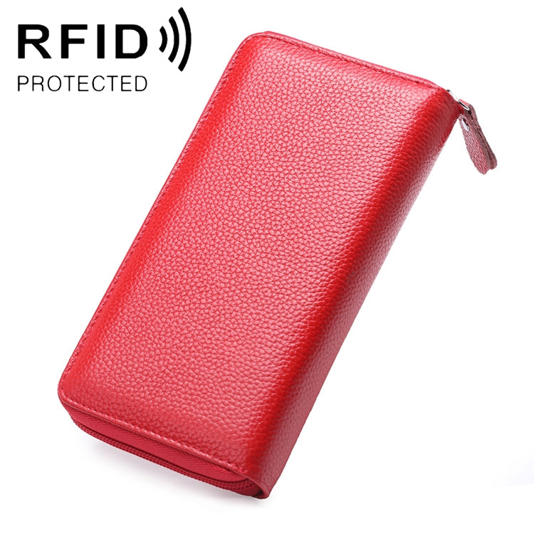 กระเป๋าสตางค์ผู้หญิงขนาดใหญ่ลายลิ้นจี่ป้องกัน RFID แม่เหล็ก 902 พร้อมช่องใส่บัตรและช่องใส่โทรศัพท์