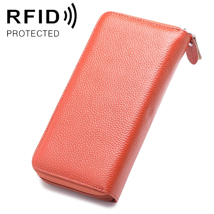 กระเป๋าสตางค์ผู้หญิงขนาดใหญ่ลายลิ้นจี่ป้องกัน RFID แม่เหล็ก 902 พร้อมช่องใส่บัตรและช่องใส่โทรศัพท์