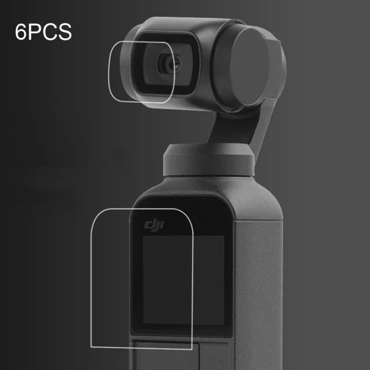 ชุดป้องกันเลนส์ HD 6 ชิ้น + ฟิล์มกันรอยหน้าจอสำหรับ DJI OSMO Pocket Gimbal, ป้องกันเลนส์ HD