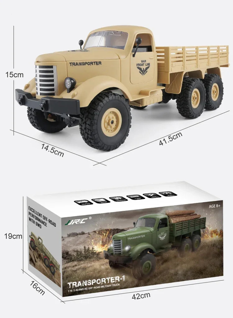 รถบรรทุกทหารบังคับวิทยุ 6WD แบบสายพาน ขนาด 1:16 2.4GHz รุ่น JJR/C Q60 Transporter-1, รุ่น Q60