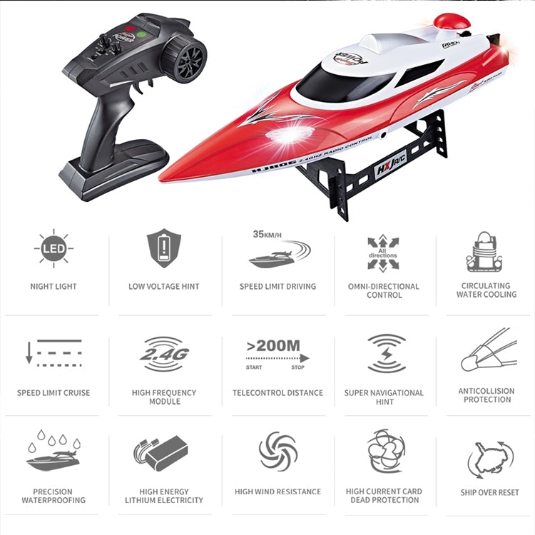 HongXunJie HJ806 เรือแข่งความเร็วสูง 2.4GHz ระบบระบายความร้อนด้วยน้ำ พร้อมรีโมทคอนโทรล, ฟังก์ชันพลิกอัตโนมัติ, ระยะควบคุม 200 ม.