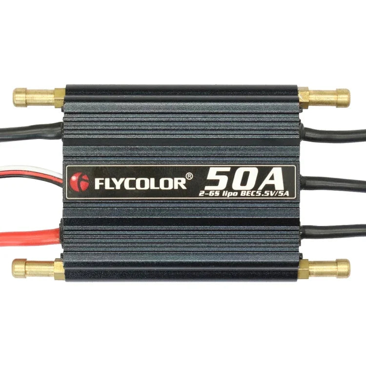 ตัวควบคุมความเร็วอิเล็กทรอนิกส์กันน้ำ Flycolor Flymoster Series 50A 2-6S สำหรับเรือ RC, 50A 2-6S