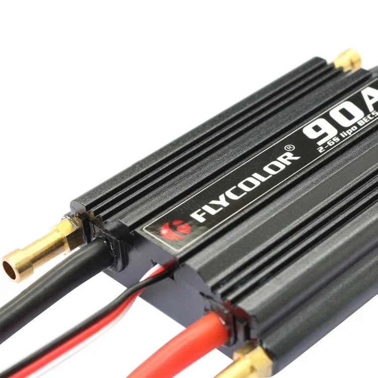 ตัวควบคุมความเร็วอิเล็กทรอนิกส์กันน้ำ Flycolor Flymoster Series 90A 2-6S สำหรับเรือ RC, 90A 2-6S