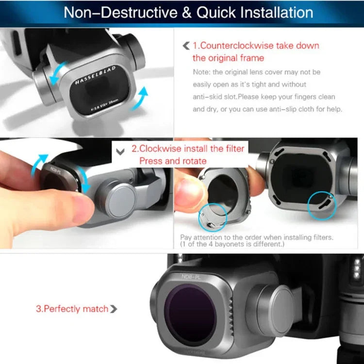 ฟิลเตอร์เลนส์ ND8-PL + ND16-PL + ND32-PL + ND64-PL ND-PL สำหรับ DJI Mavic 2 Pro รุ่น Sunnylife M2P-FI538