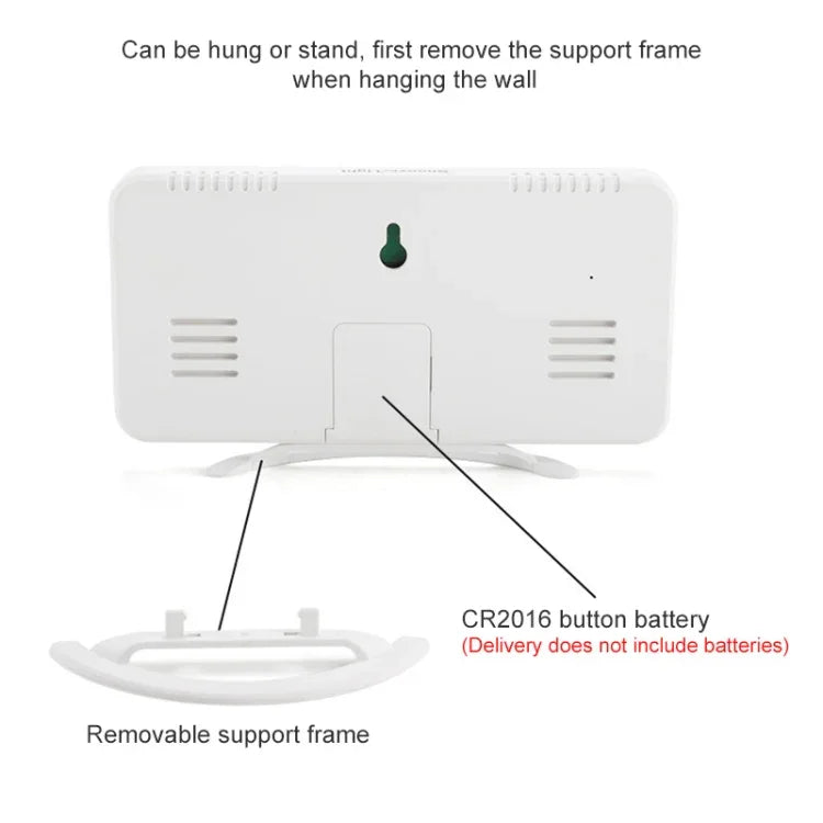 TS-8201-W กระจกแต่งหน้าพร้อมนาฬิกาโต๊ะ LED อเนกประสงค์ พร้อมนาฬิกาปลุกอิเล็กทรอนิกส์แบบอัตโนมัติและเซ็นเซอร์แสง