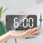 TS-8201-W กระจกแต่งหน้าพร้อมนาฬิกาโต๊ะ LED อเนกประสงค์ พร้อมนาฬิกาปลุกอิเล็กทรอนิกส์แบบอัตโนมัติและเซ็นเซอร์แสง