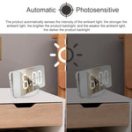 TS-8201-W กระจกแต่งหน้าพร้อมนาฬิกาโต๊ะ LED อเนกประสงค์ พร้อมนาฬิกาปลุกอิเล็กทรอนิกส์แบบอัตโนมัติและเซ็นเซอร์แสง
