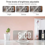 TS-8201-W กระจกแต่งหน้าพร้อมนาฬิกาโต๊ะ LED อเนกประสงค์ พร้อมนาฬิกาปลุกอิเล็กทรอนิกส์แบบอัตโนมัติและเซ็นเซอร์แสง