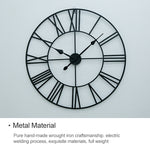 60cm Retro Living Room Iron Round Roman Numeral Mute Decorative Wall Clock (White), 50cm